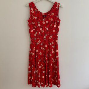 Red Floral Salaam Dress EUC